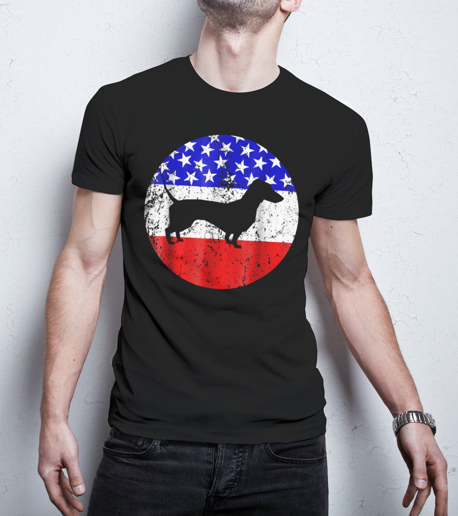American Flag Dachshund Silhouette T-Shirt