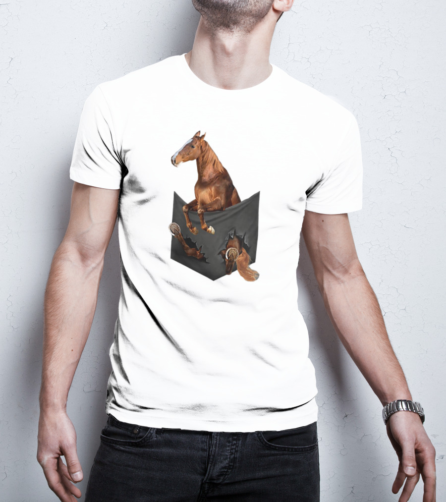 American Saddlebred Horse Emerging From Pocket Optical Illusion T-Shirt