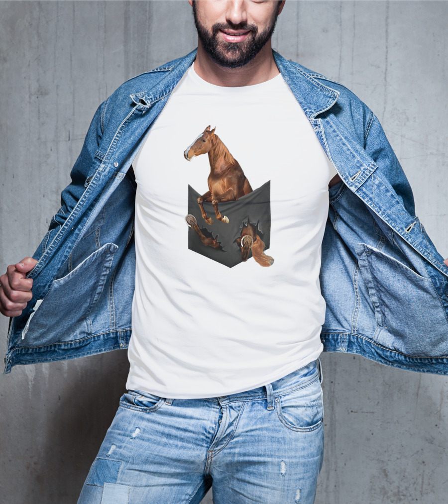American Saddlebred Horse Emerging From Pocket Optical Illusion T-Shirt