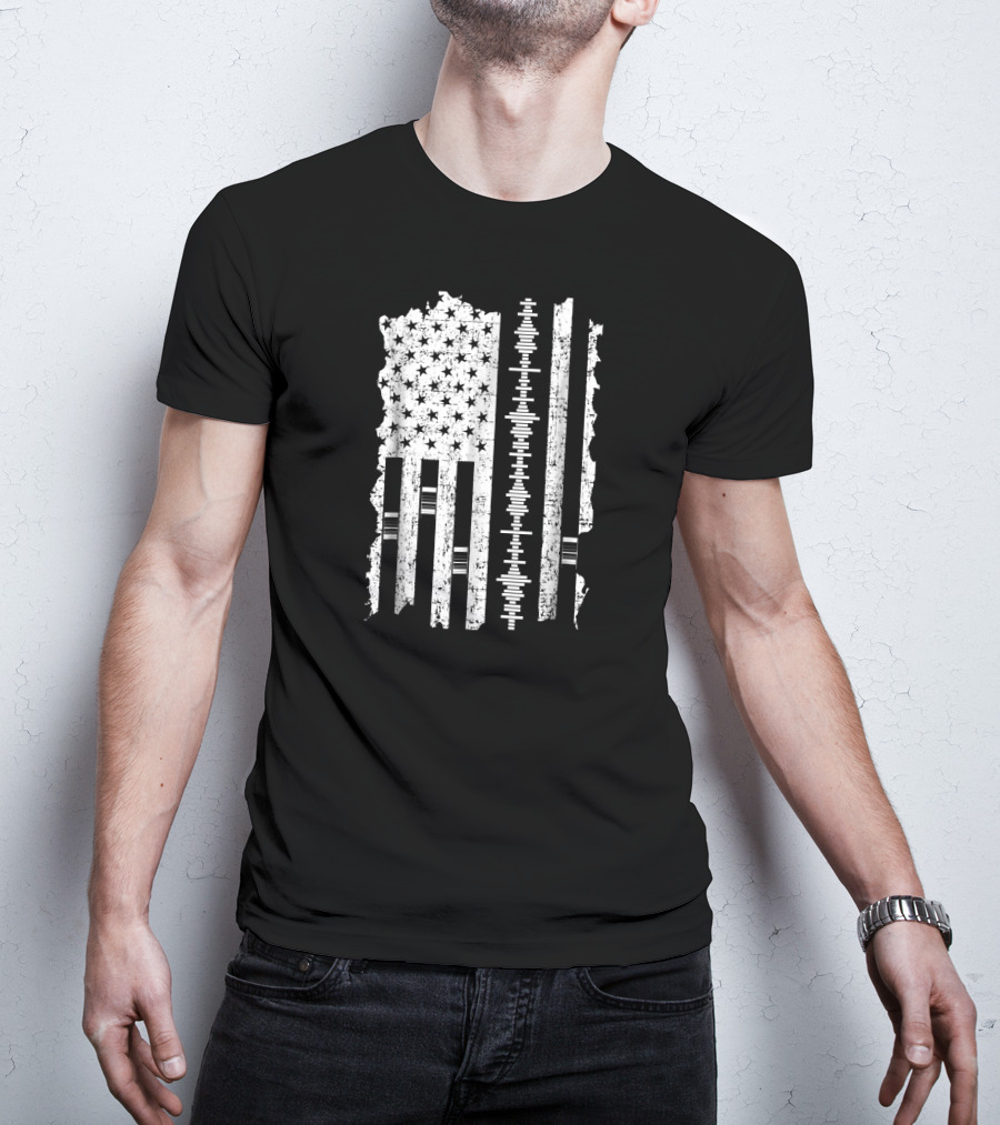 Audio Engineer American Flag Sound Wave Engineer T-Shirt