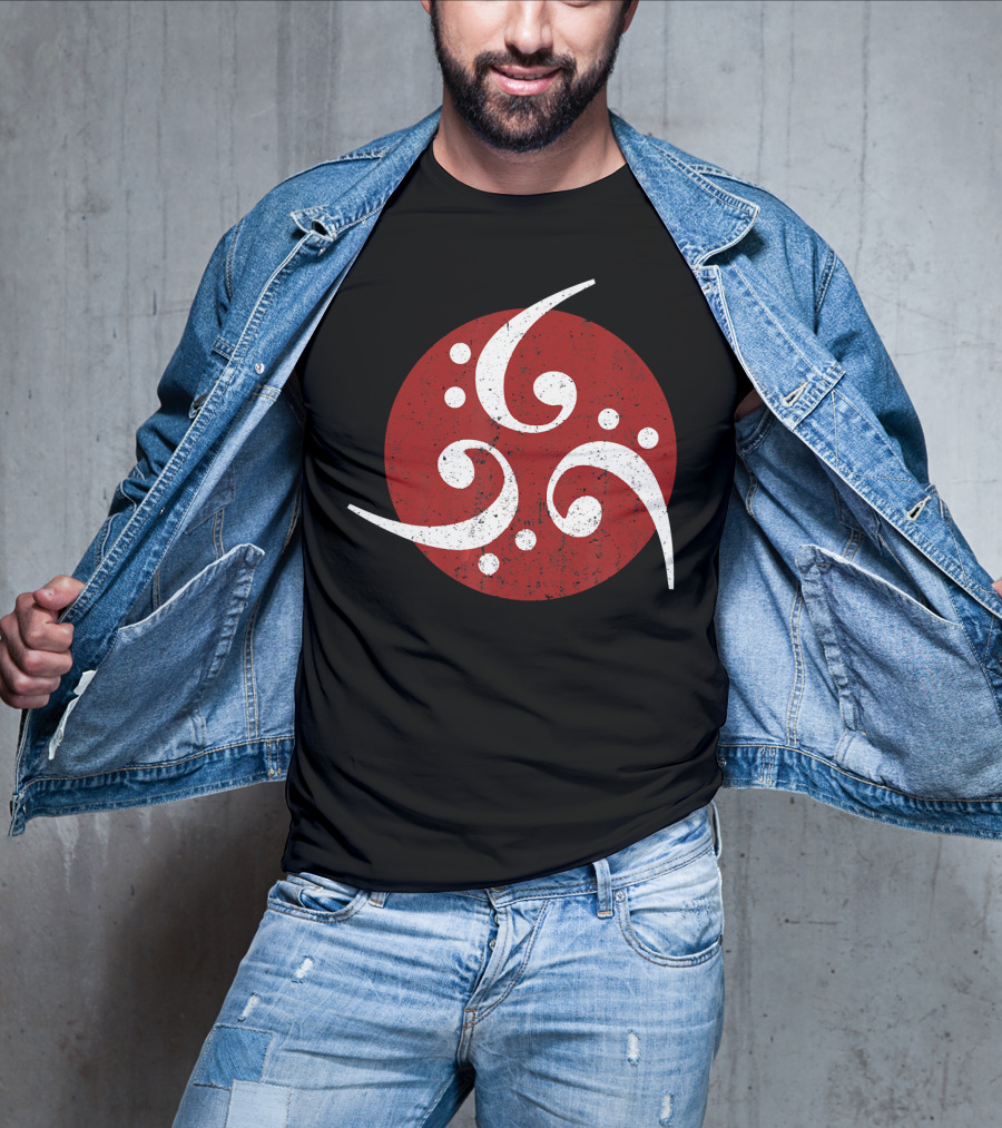 Vintage Bass Clef Symbol Red Circle T-Shirt