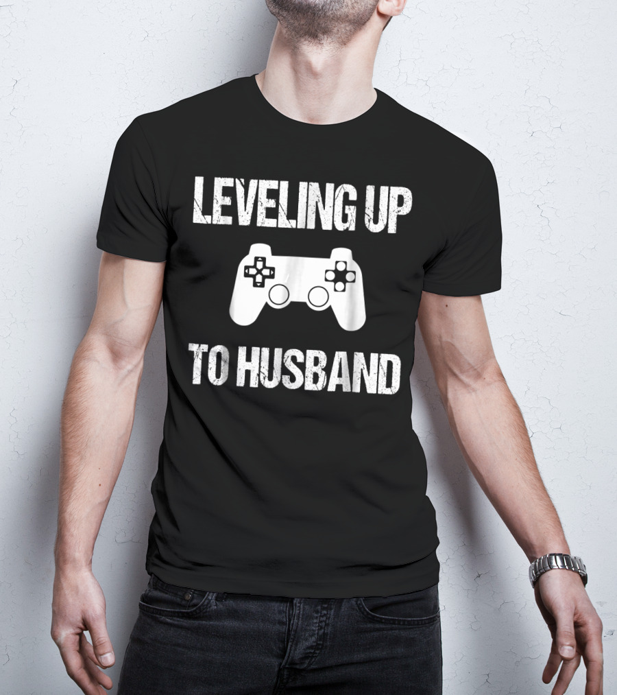 Leveling Up To Husband Engaged Gamer Controller T-Shirt