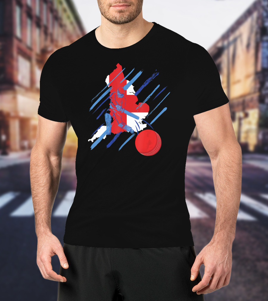 England Cricket Fan Player Country Flag Bat Ball T-Shirt