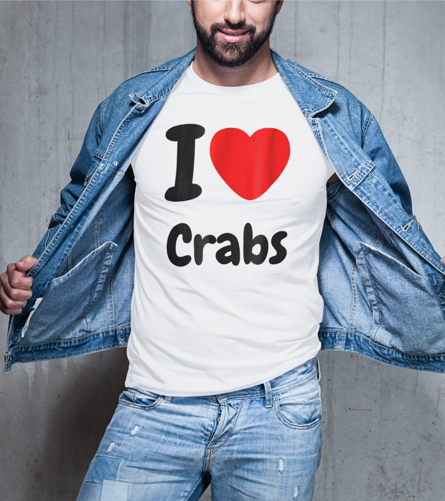 I Love Crabs Heart <3 Funny Crab T-Shirt