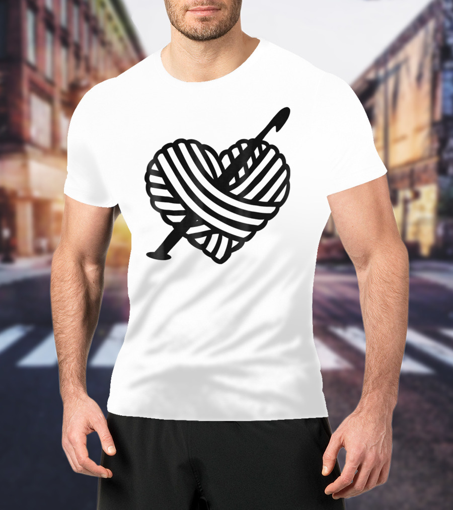 I Love Crochet Yarn Heart With Crochet Hook T-Shirt
