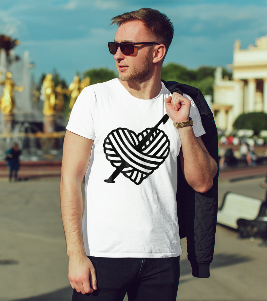 I Love Crochet Yarn Heart With Crochet Hook T-Shirt
