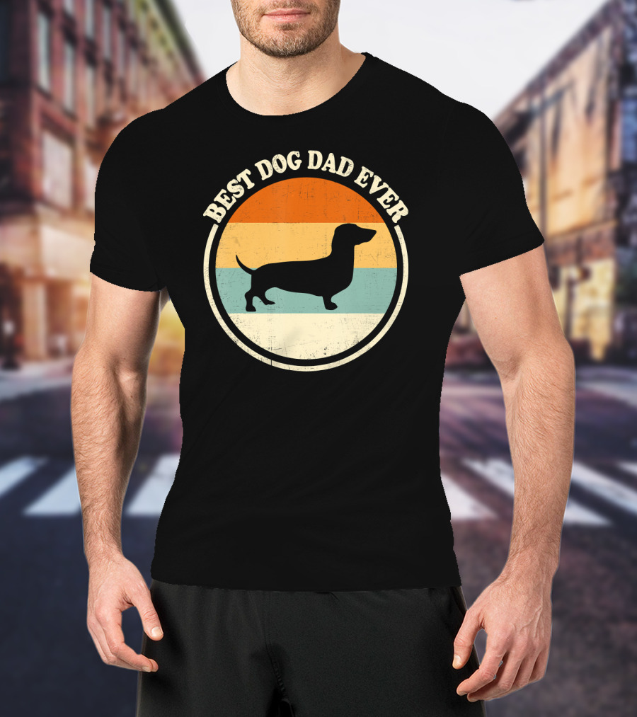 Best Dog Dad Ever Vintage Dachshund T-Shirt