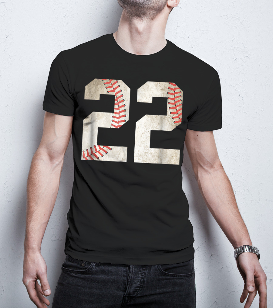 22 Dirt Stitched Baseball Number T-Shirt
