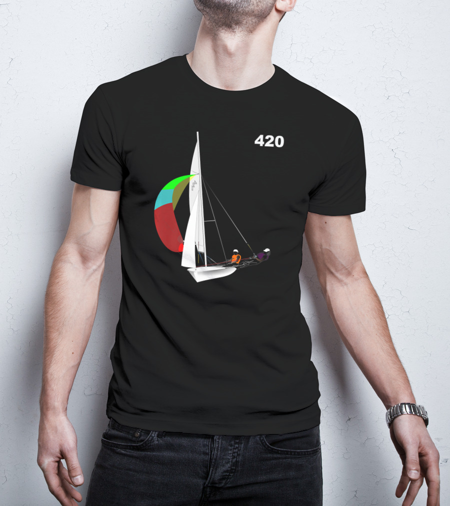 420 Sailing Dinghy Vibrant Spinnaker Racing T-Shirt