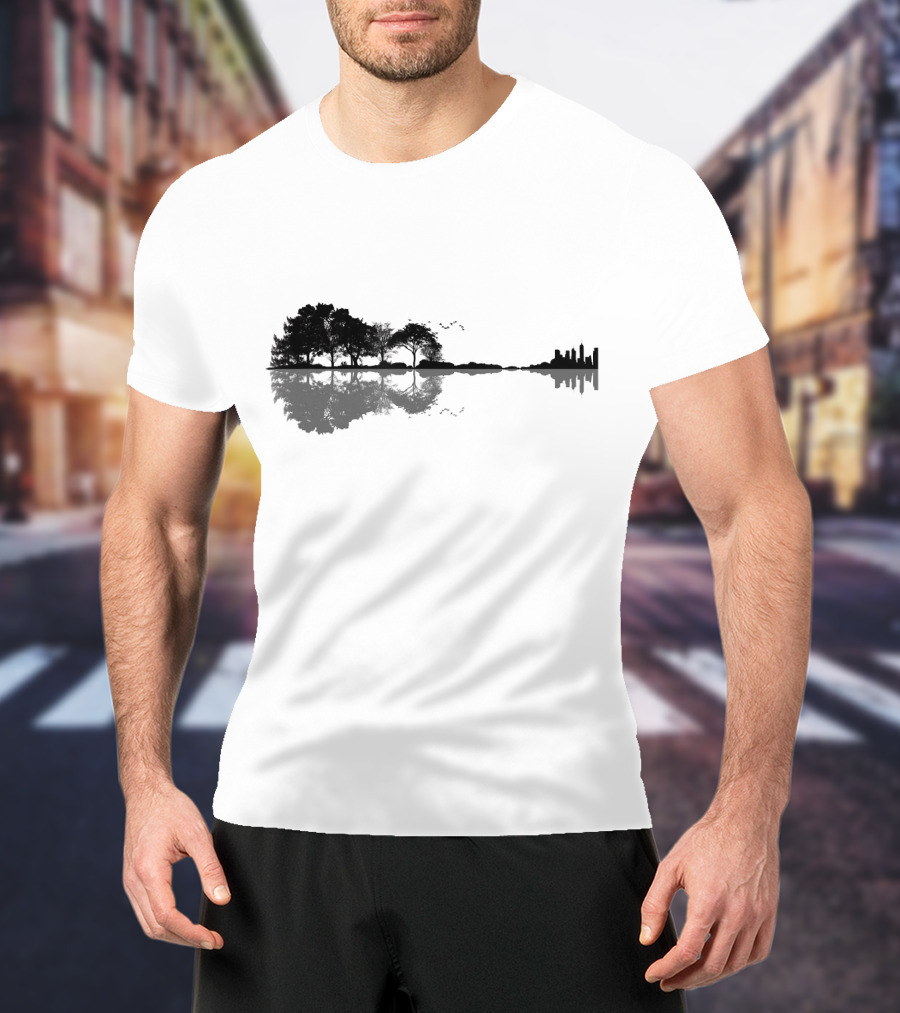 Acoustic Guitar Forest Reflection Nature Music T-Shirt