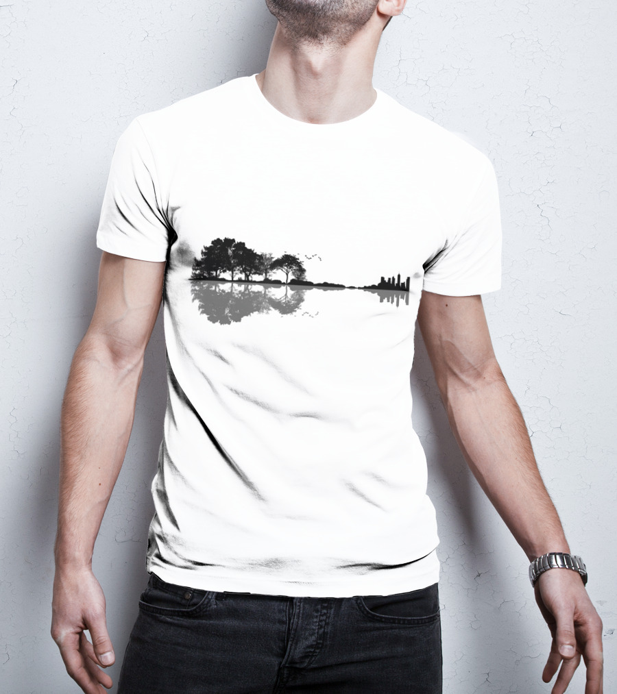 Acoustic Guitar Forest Reflection Nature Music T-Shirt