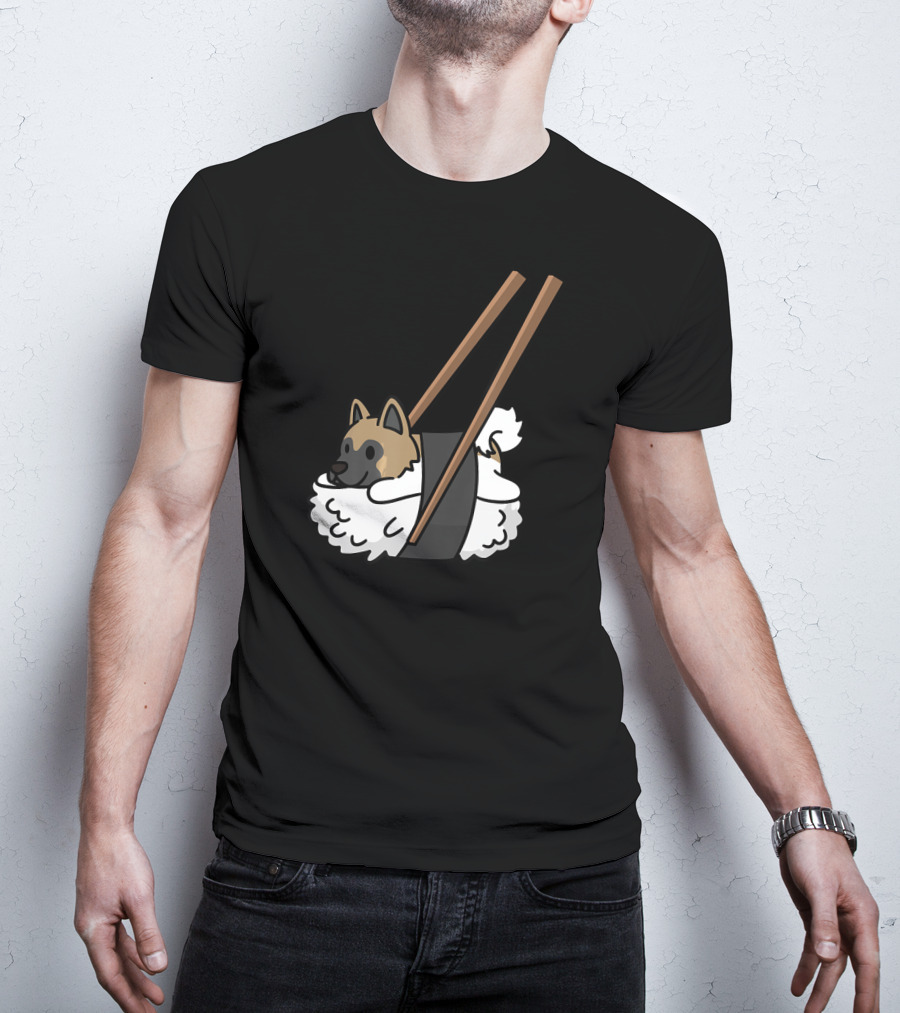 Akita Inu Sushi Roll With Chopsticks Funny Dog T-Shirt