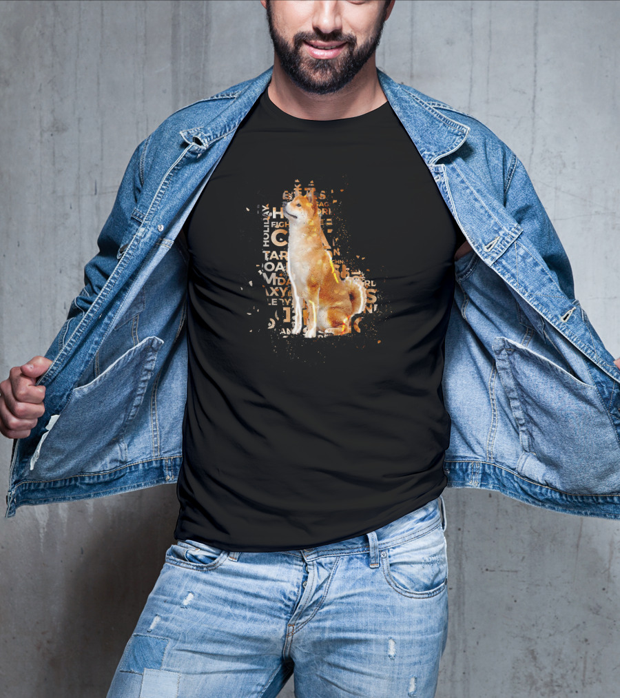 Akita Typography Awe With Text Collage And Dog T-Shirt