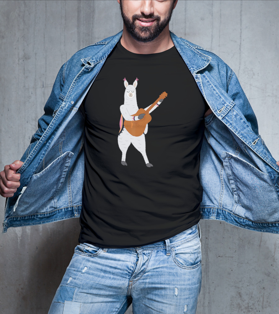 Alpaca Playing Classical Guitar Music With Llama T-Shirt