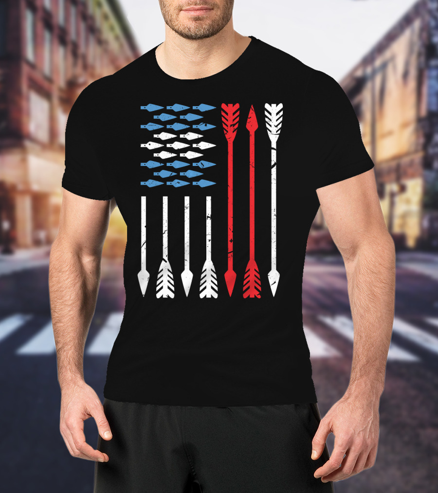 American Flag Arrow Archery Vintage Distressed Stars And Stripes Arrows T-Shirt