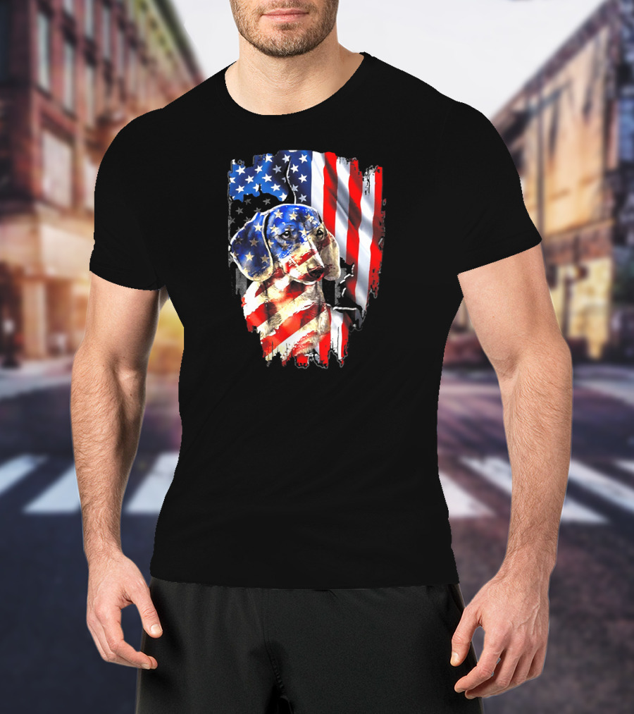 American Flag Dachshund USA T-Shirt