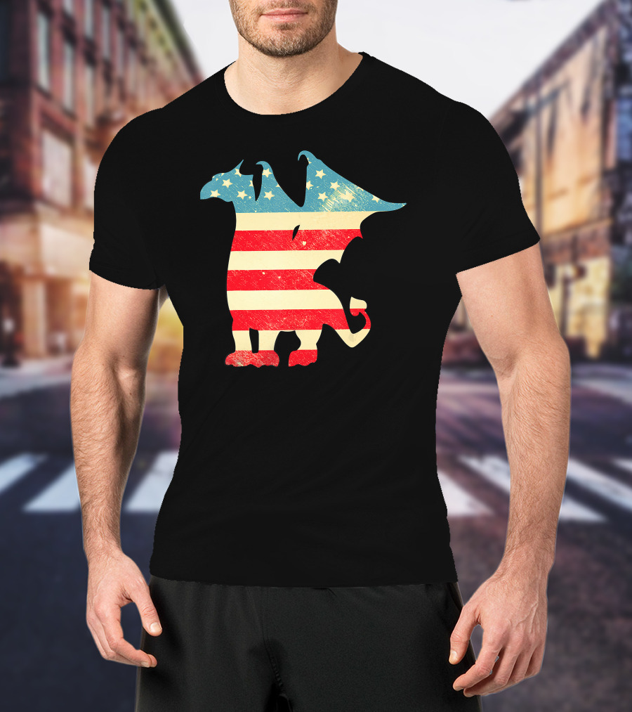 American Flag Vintage Dragon T-Shirt