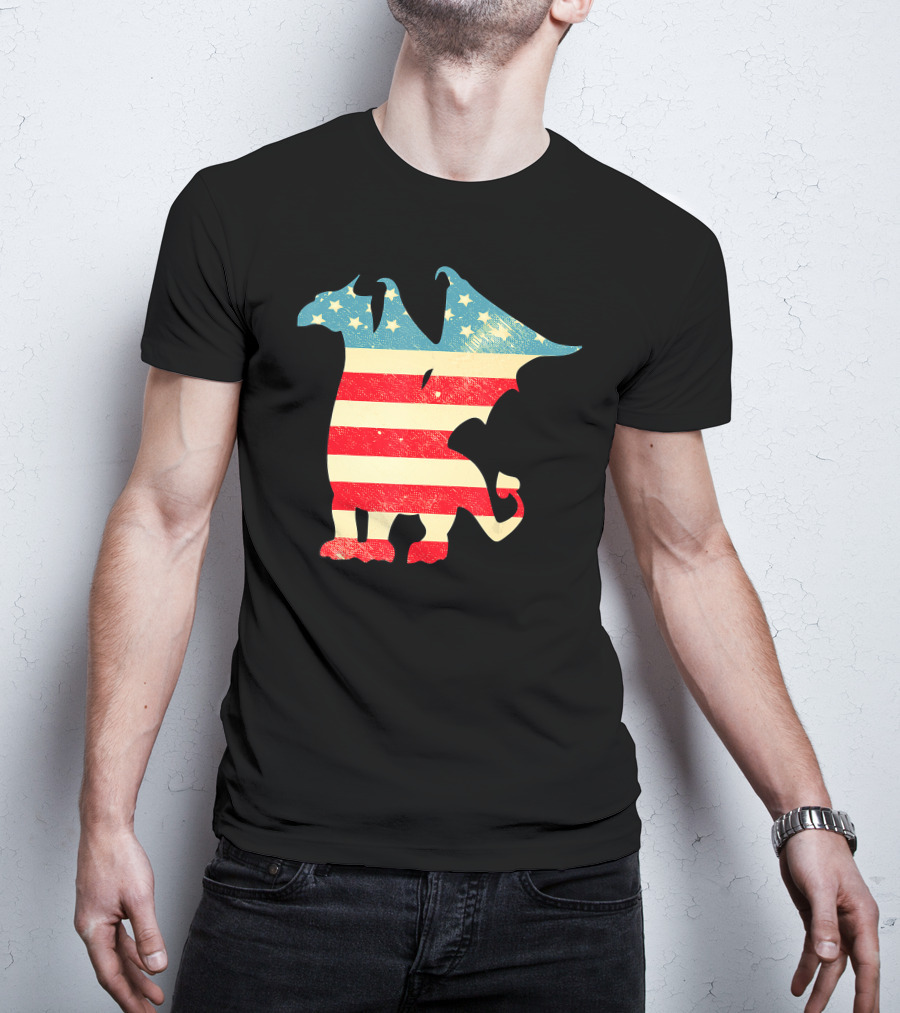 American Flag Vintage Dragon T-Shirt