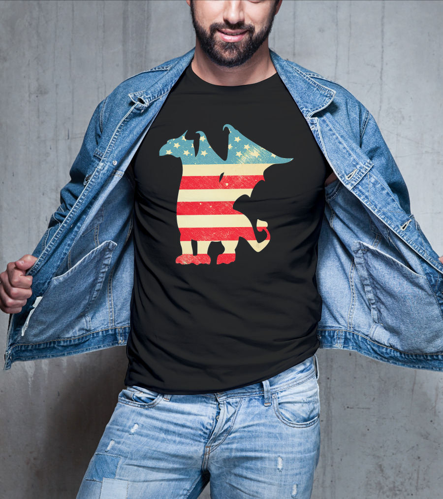 American Flag Vintage Dragon T-Shirt