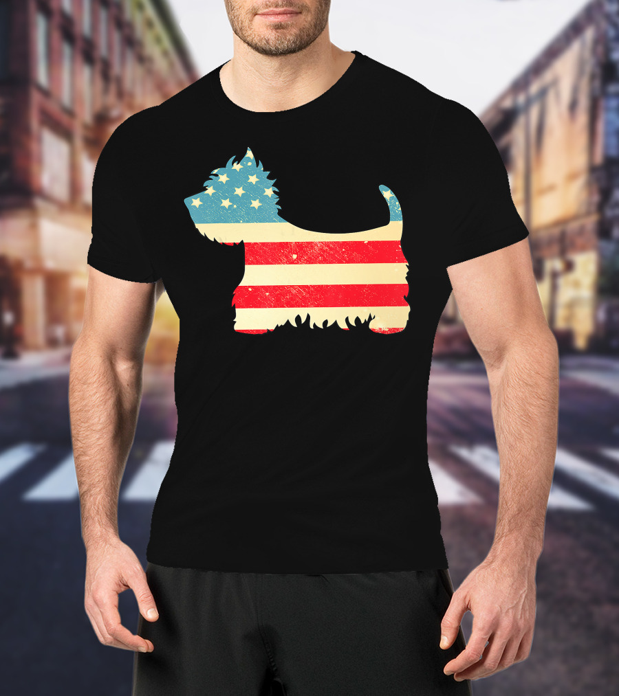 American Flag Vintage Westie T-Shirt