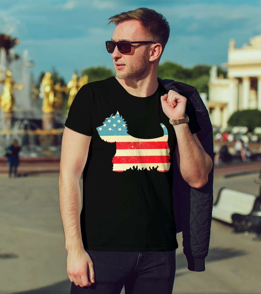 American Flag Vintage Westie T-Shirt
