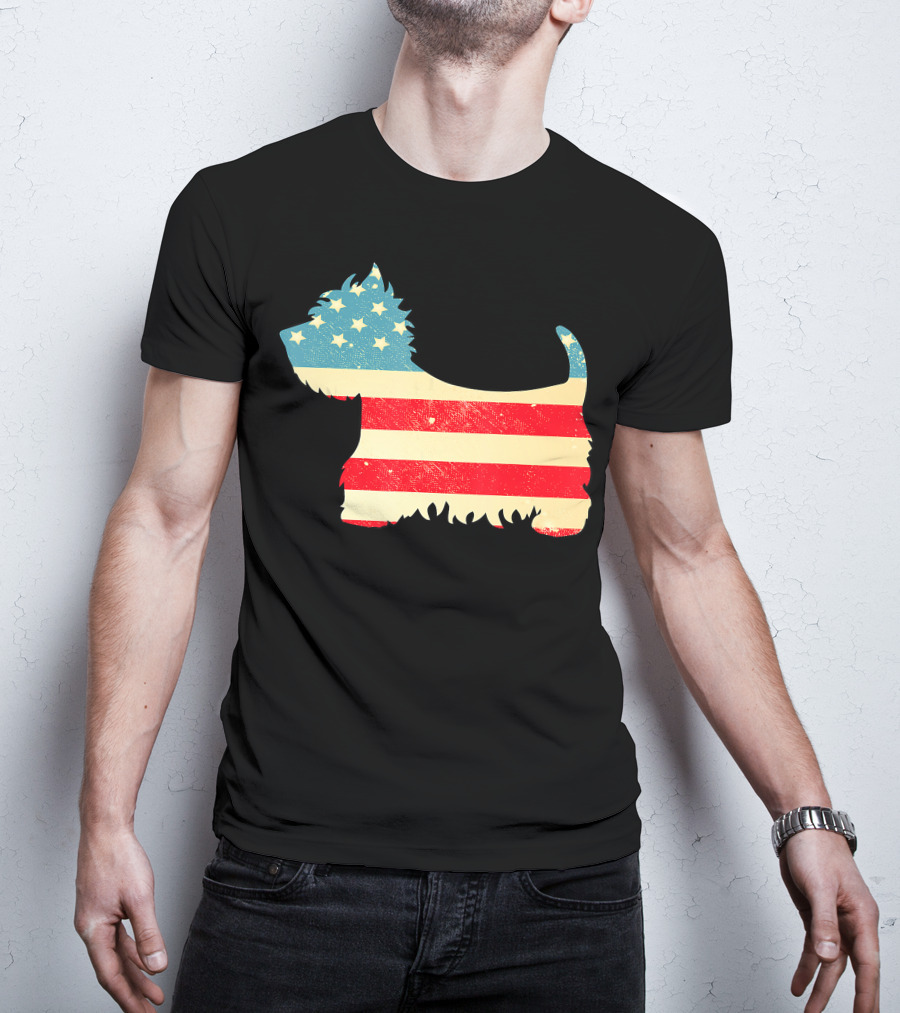 American Flag Vintage Westie T-Shirt