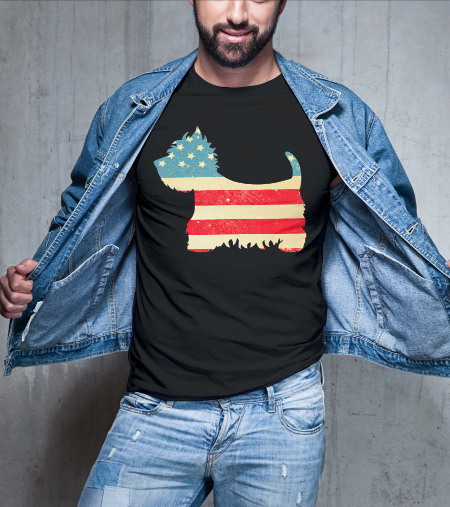 American Flag Vintage Westie T-Shirt