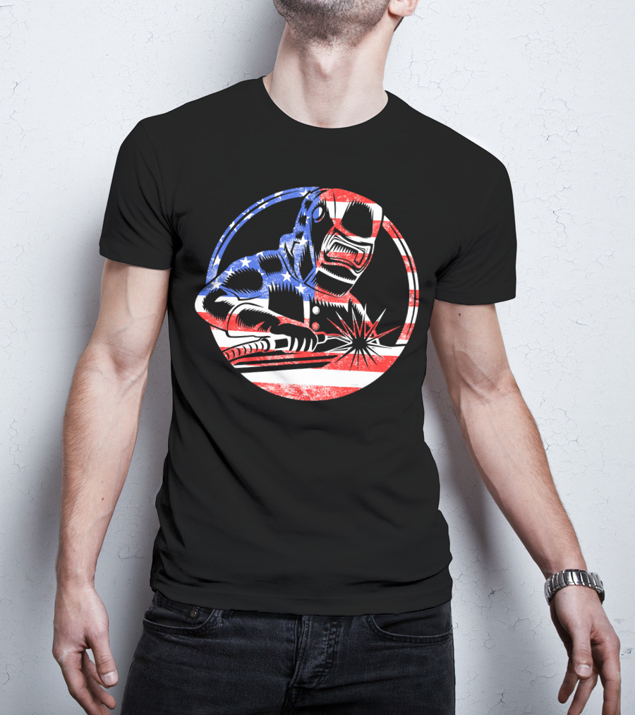 American Flag Welding USA Worker Welder T-Shirt