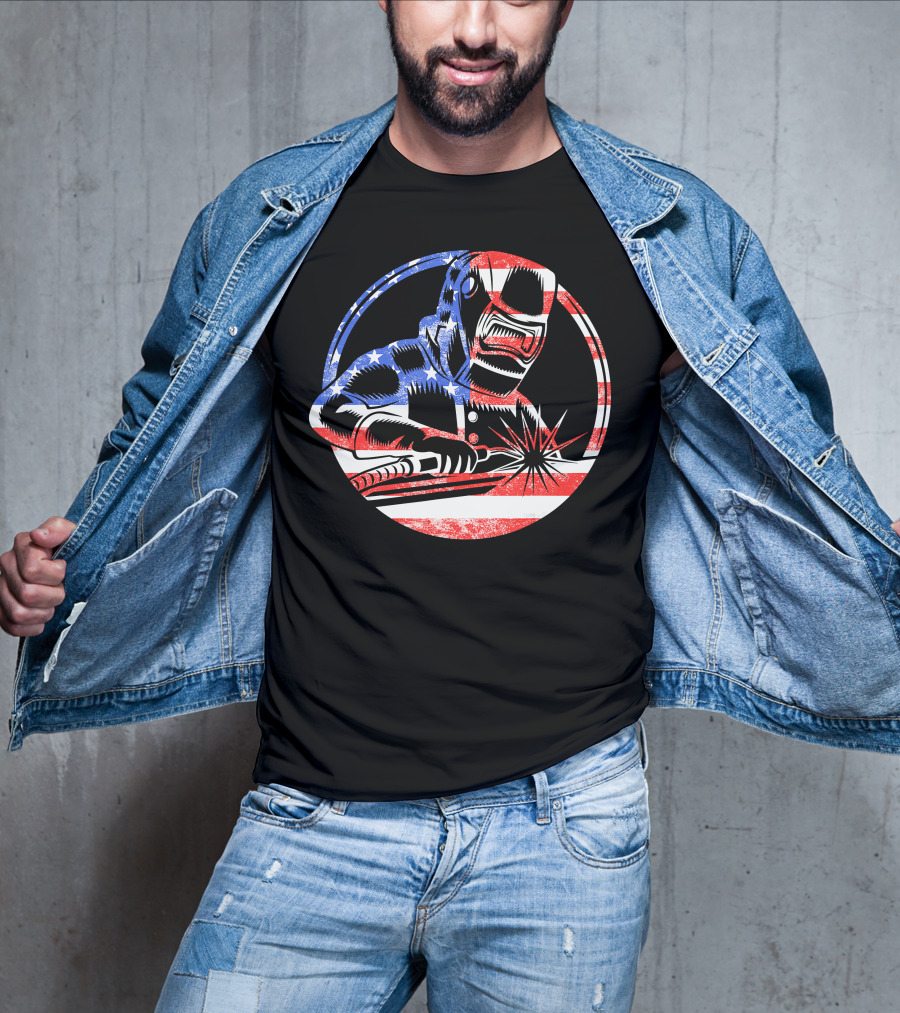 American Flag Welding USA Worker Welder T-Shirt