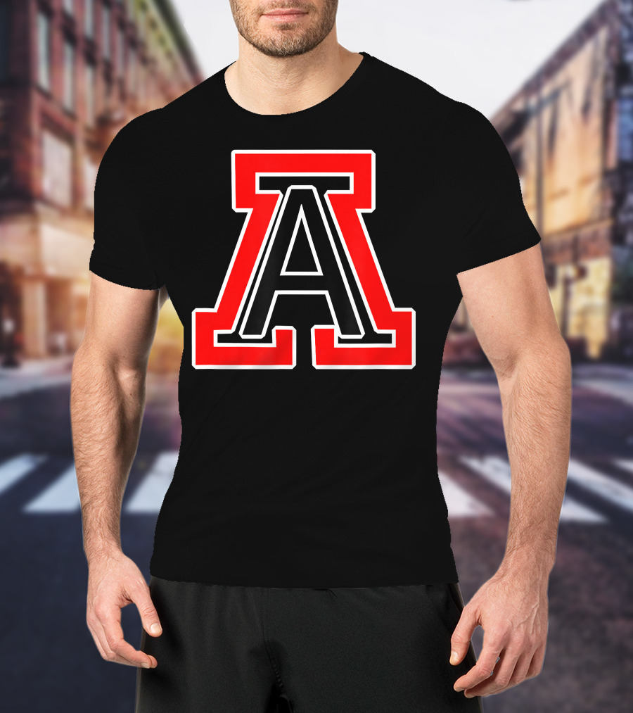 American Fork High School Bold Red And Black Letter A T-Shirt
