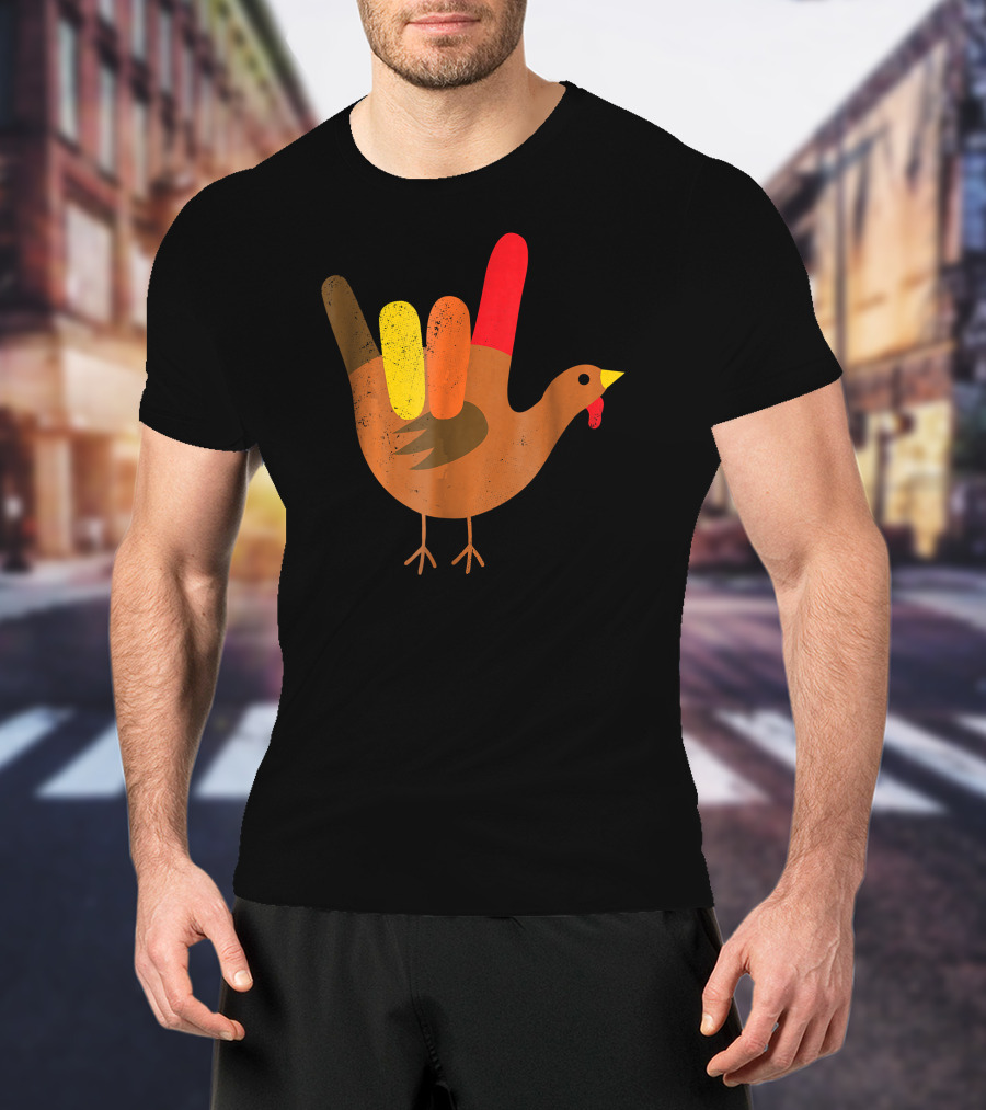 American Sign Language I Love You Thanksgiving Turkey T-Shirt