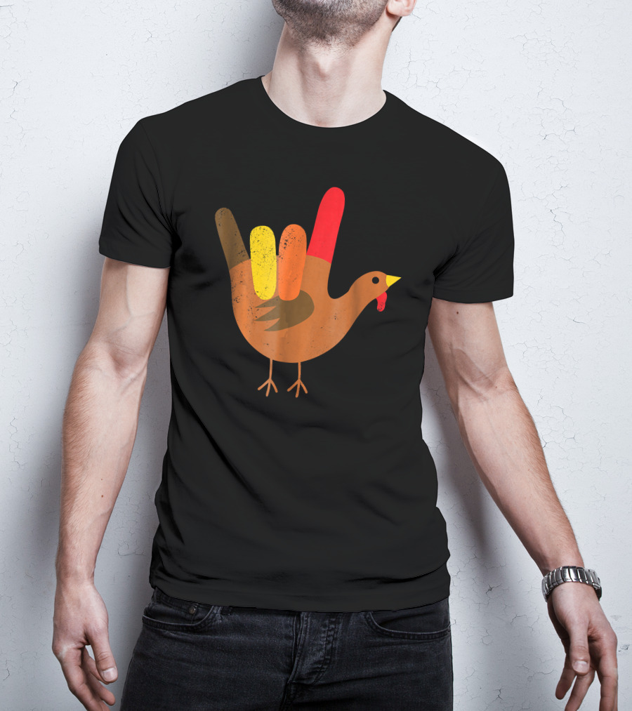 American Sign Language I Love You Thanksgiving Turkey T-Shirt