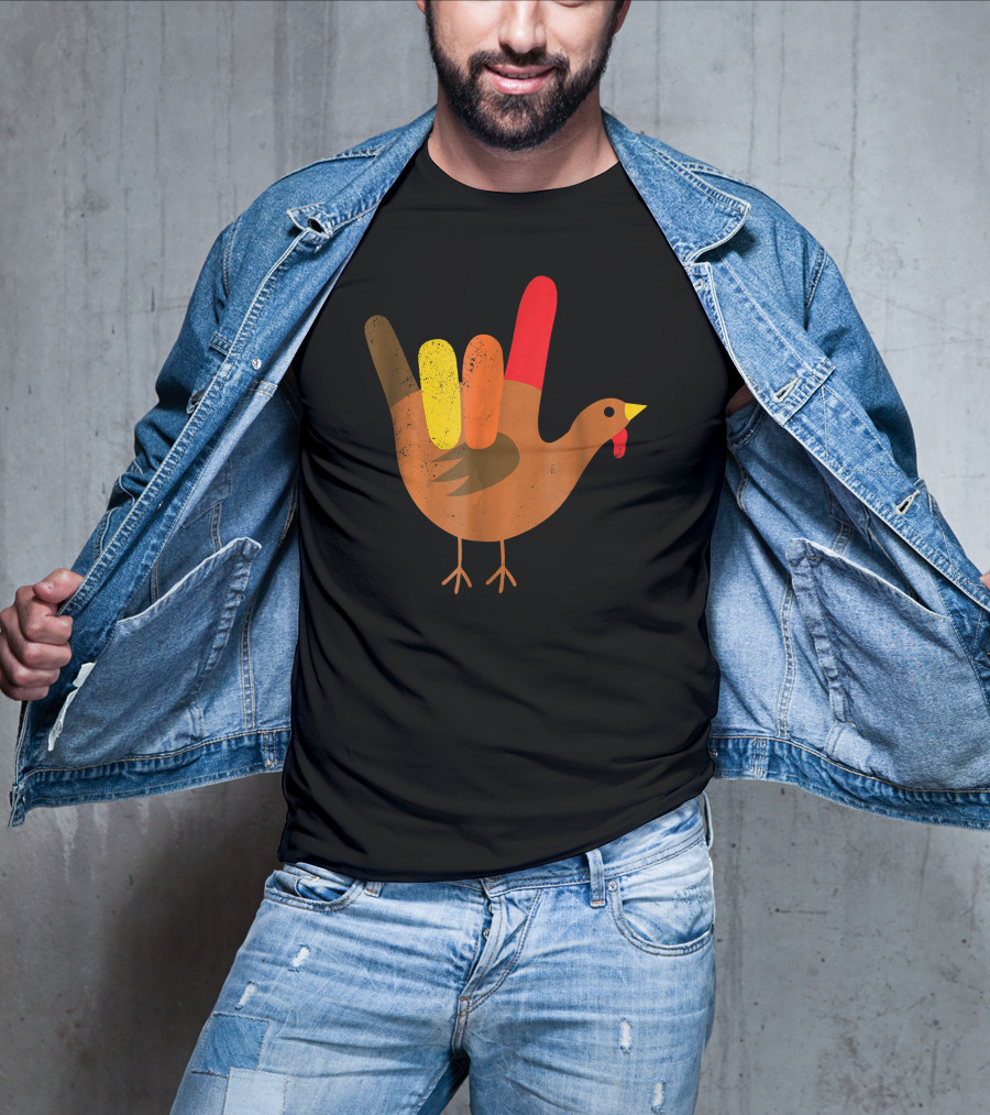 American Sign Language I Love You Thanksgiving Turkey T-Shirt