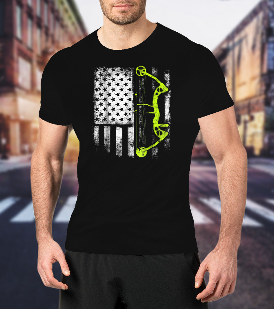 USA Flag Archery Compound Bow T-Shirt