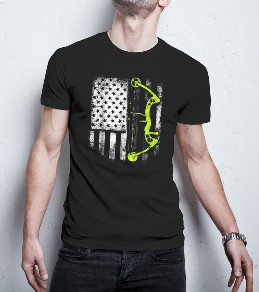 USA Flag Archery Compound Bow T-Shirt