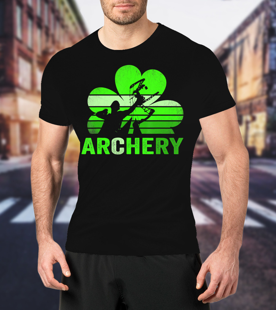 Archery Shamrock St Patrick's Day Bow And Arrow T-Shirt