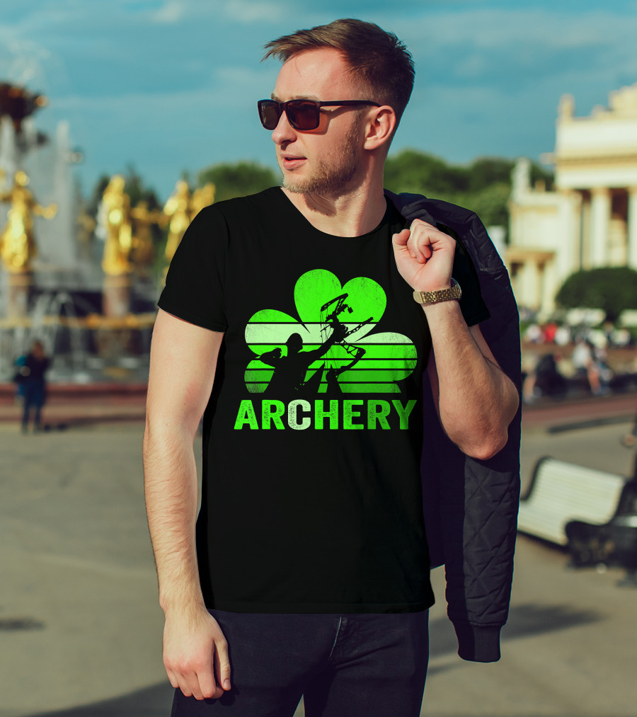 Archery Shamrock St Patrick's Day Bow And Arrow T-Shirt