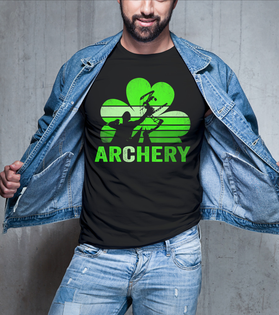Archery Shamrock St Patrick's Day Bow And Arrow T-Shirt