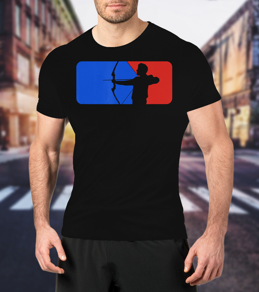 Archery Fans Lovers Bow Arrow Silhouette Red Blue T-Shirt