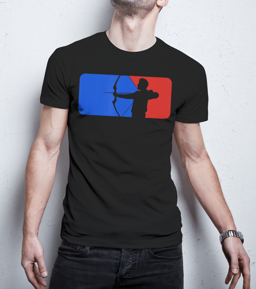 Archery Fans Lovers Bow Arrow Silhouette Red Blue T-Shirt