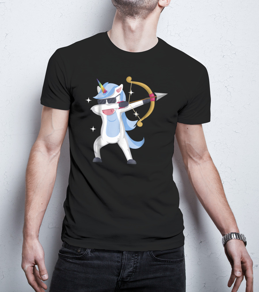 Unicorn Dabbing Archery Magic Arrow Bow T-Shirt