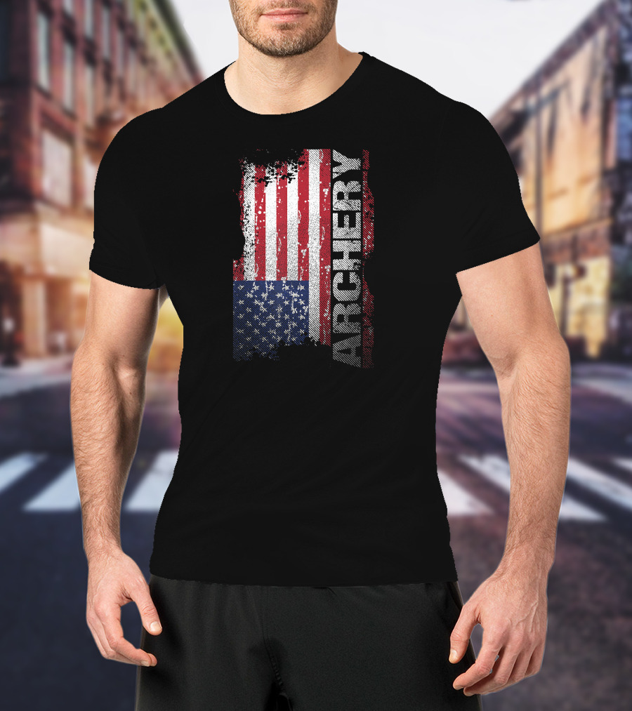 Archery American Flag Distressed Patriotic T-Shirt