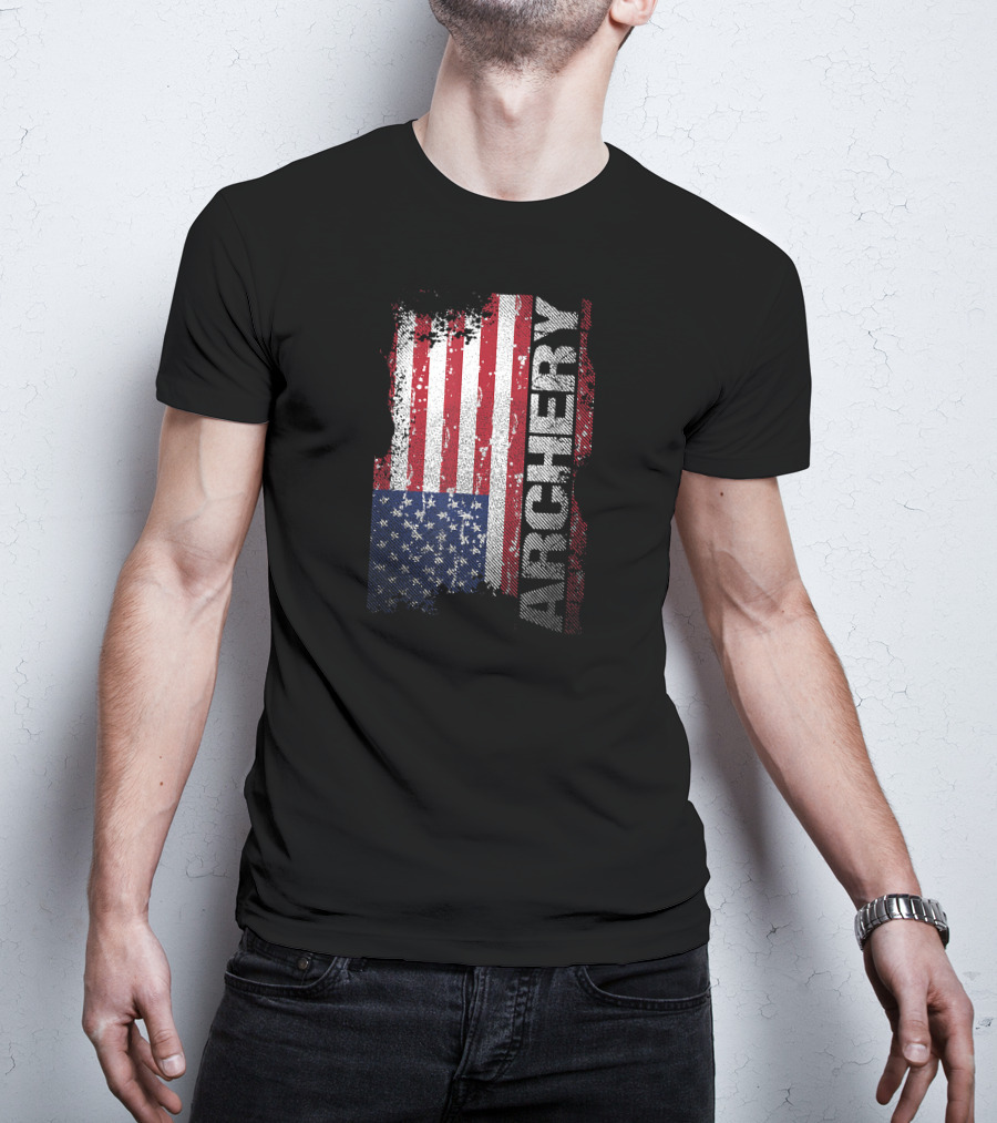 Archery American Flag Distressed Patriotic T-Shirt