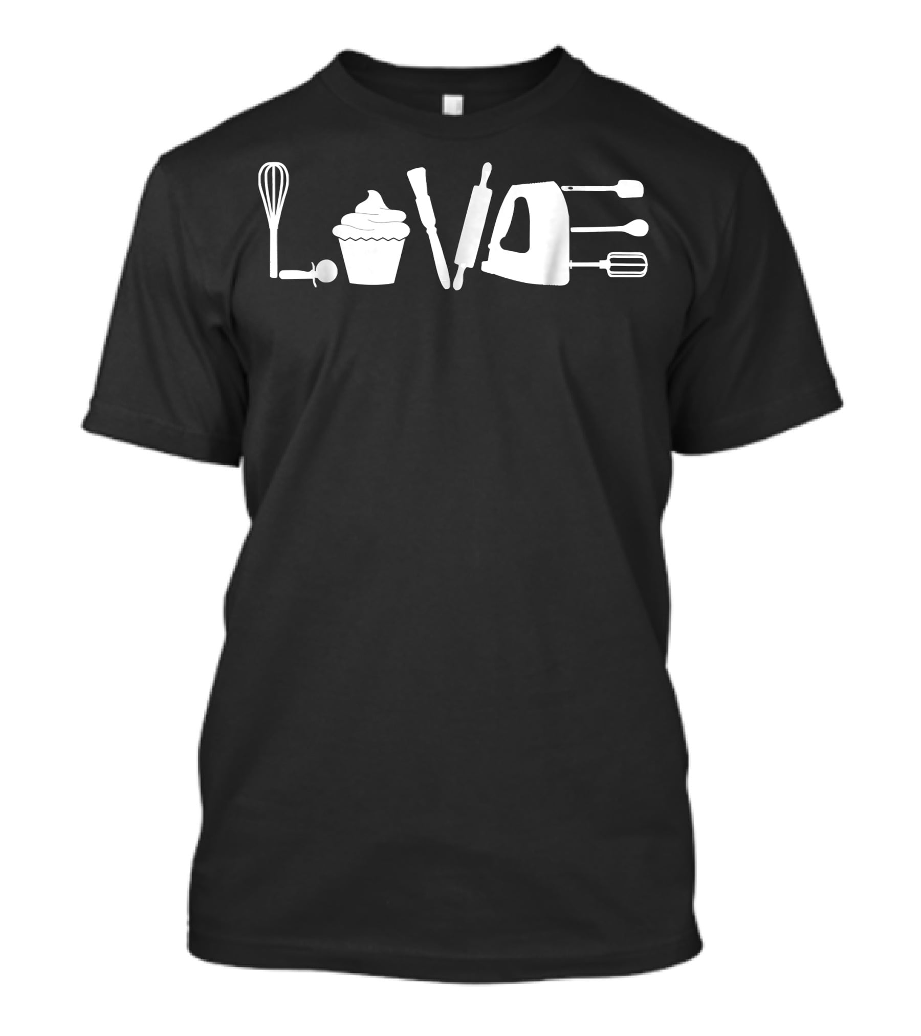 Baking Love Whisk Cupcake Spatula Rolling Pin Mixer Tools T-Shirt