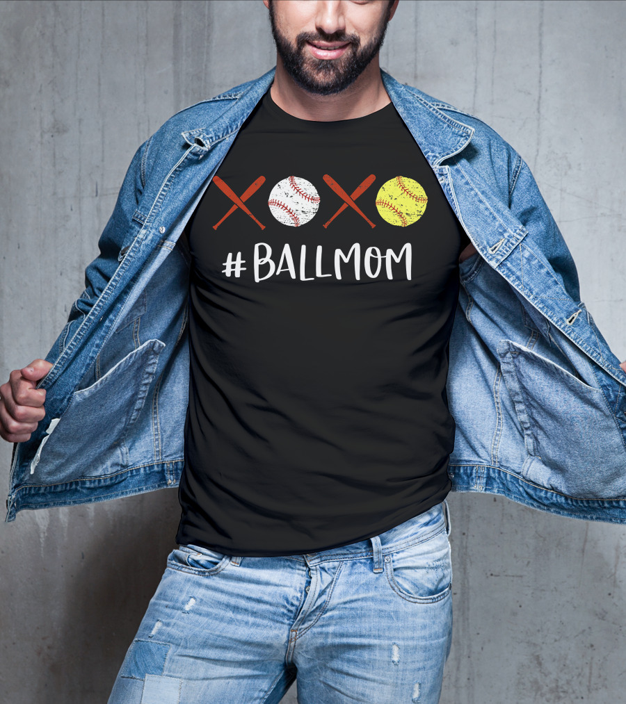 Ball Mom Baseball Softball XOXO T-Shirt