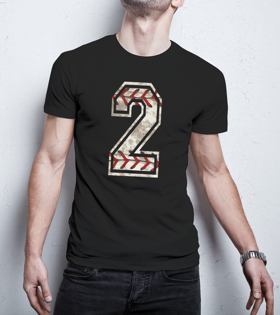 Baseball Number 2 With Stitching T-Shirt