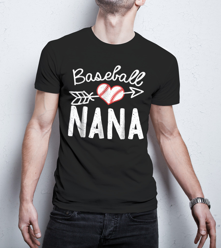 Baseball Nana Heart And Arrow Stitch T-Shirt
