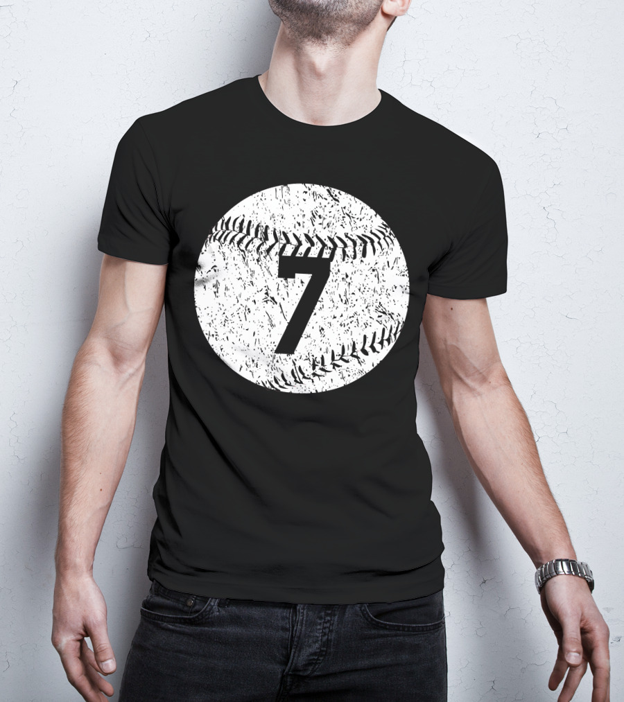 Number 7 Baseball Stitching T-Shirt