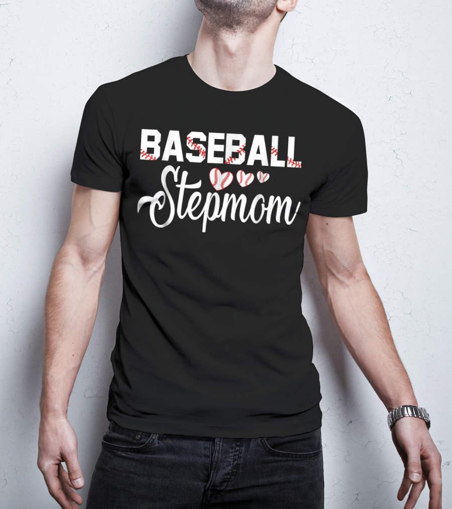 BASEBALL Stepmom Heart Baseballs Icons T-Shirt