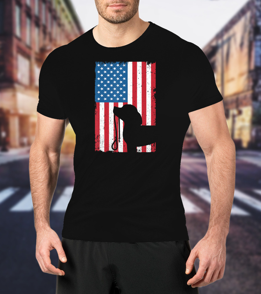 Beagle Silhouette American Flag Patriotic T-Shirt